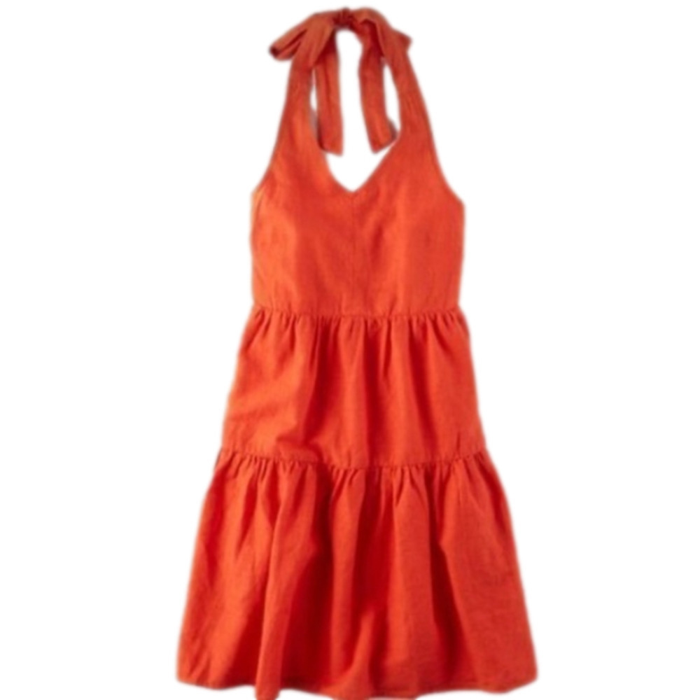 𝅺American Eagle Orange V-Neck Halter Dress Size Small